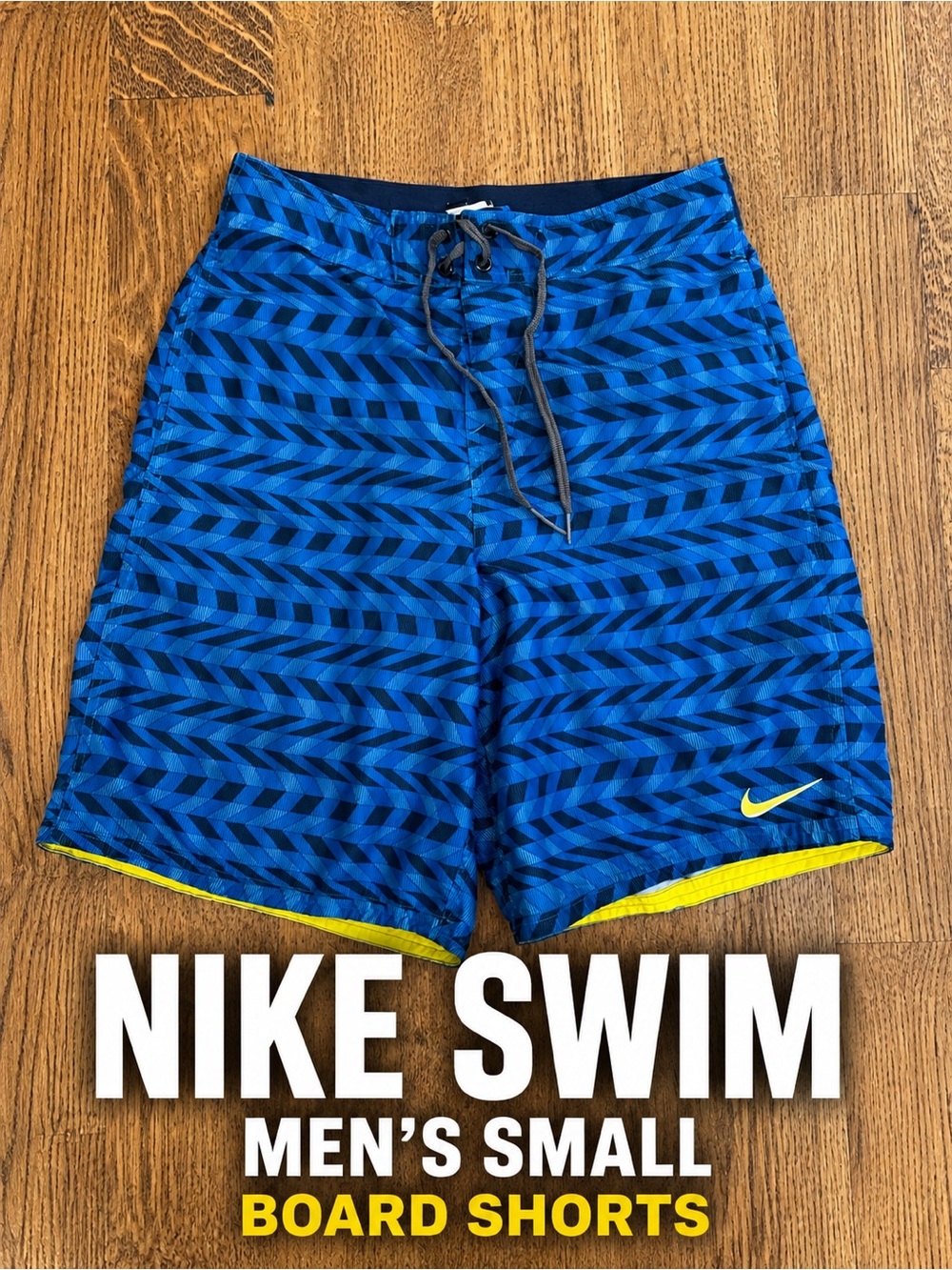Nike Swim Men’s S Blue Geometric Board Shorts Swoosh